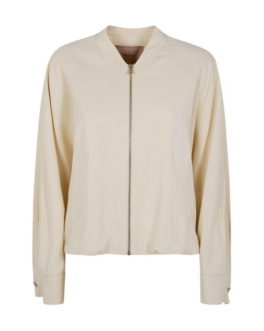 Twinset Natural Zip Front Bomber Jacket