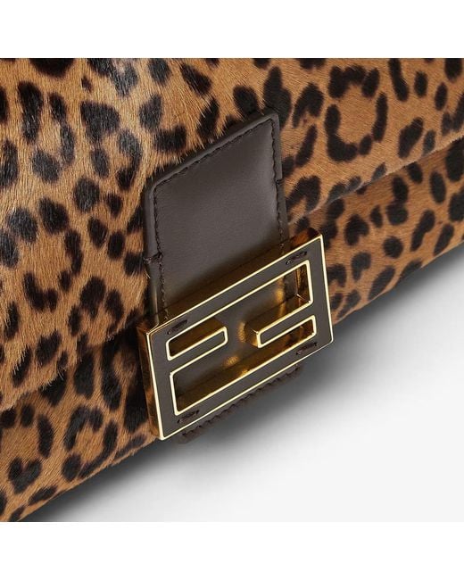 Fendi Brown Baguette Leo Animalier Printed Medium Shoulder Bag
