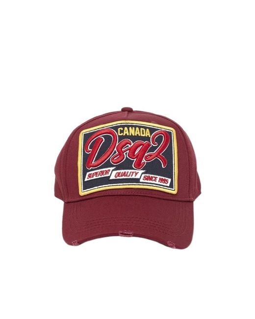 DSquared² Red Logo Patch Baseball Cap for men