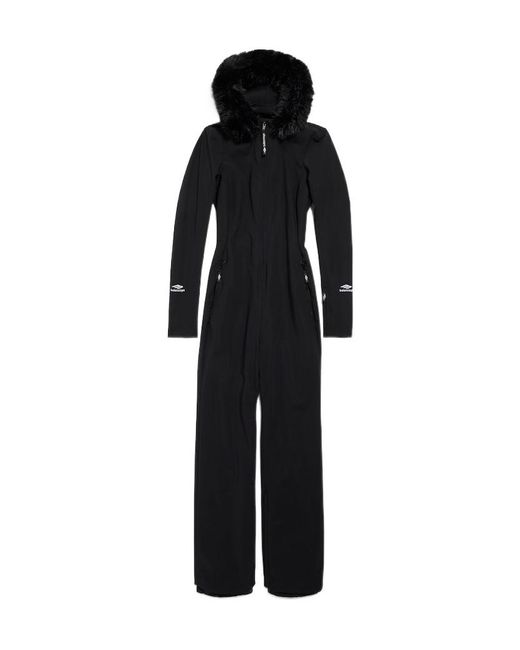 Balenciaga Black Ski Fitted Hooded Jumpsuit