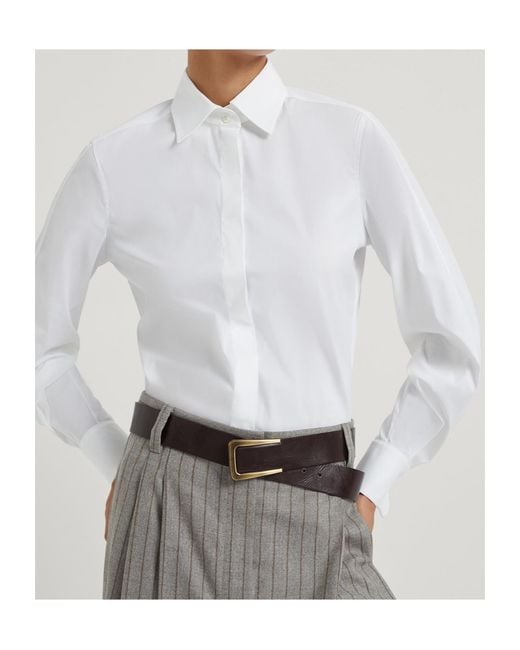 Brunello Cucinelli White Buckled Leather Belt