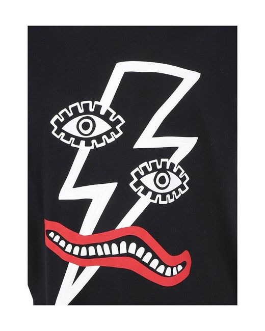 Neil Barrett Black Graphic Printed T-Shirt for men