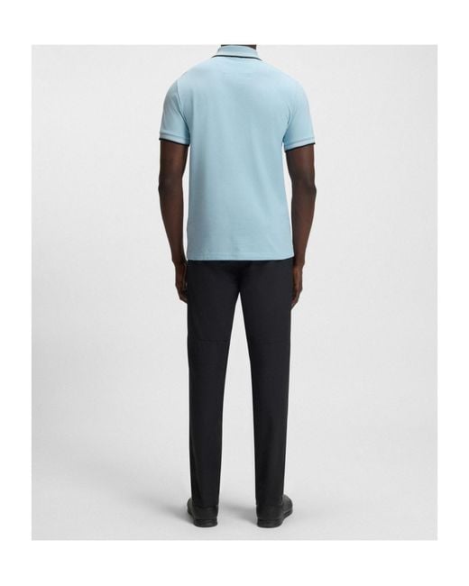 Boss Blue Tipped-Collar Polo Shirt for men