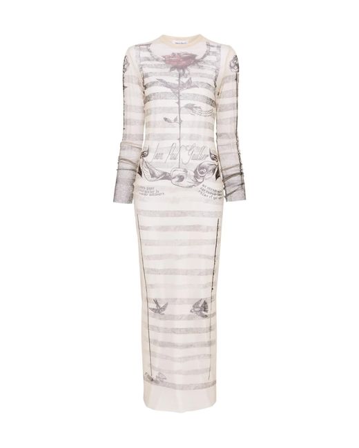 Jean Paul Gaultier White Tattoo Marinire Maxi Dress
