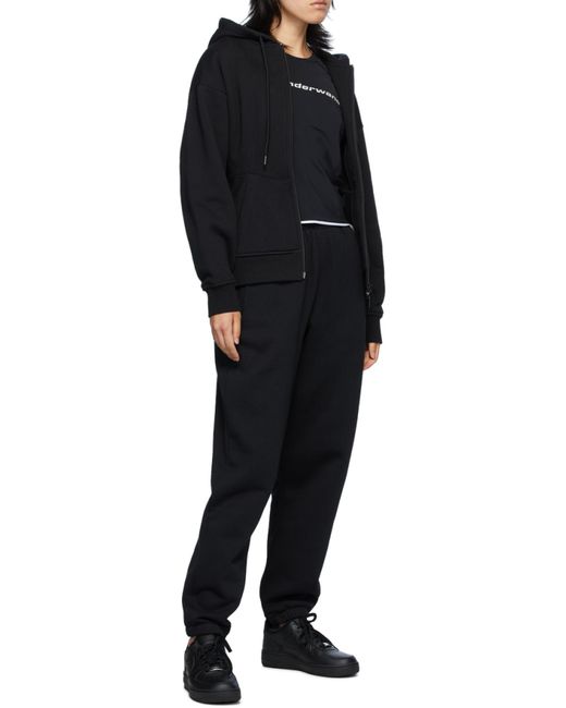 T By Alexander Wang Black Alexander Wang Logo Printed Elasticated Waist Pants