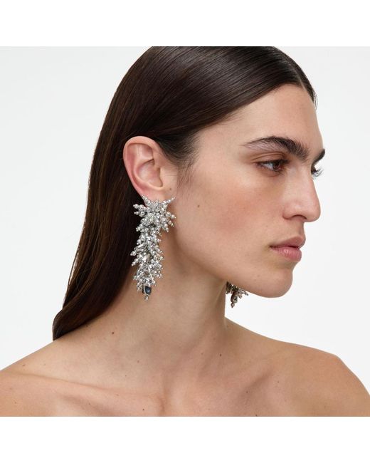 Self-Portrait White Beaded Dangle Earring