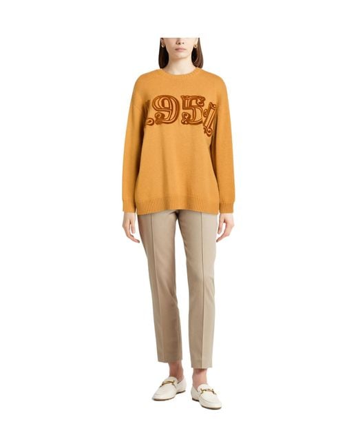Max Mara Orange Solid Color Lightweight Knitted Sweater