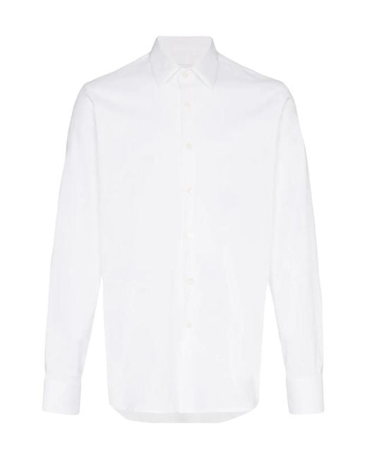 Prada White Long Sleeved Buttoned Shirt for men