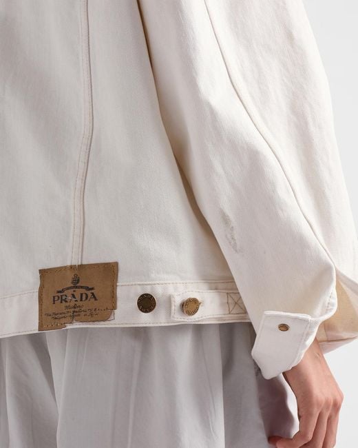 Prada White Old Denim Blouson Jacket