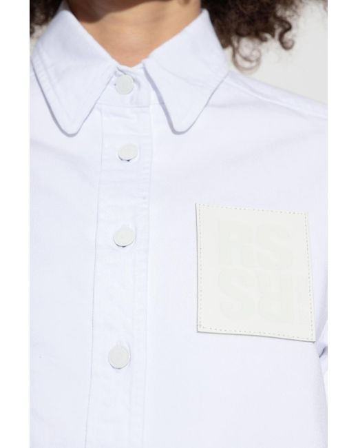 Raf Simons White Logo-Patch Long-Sleeve Shirt