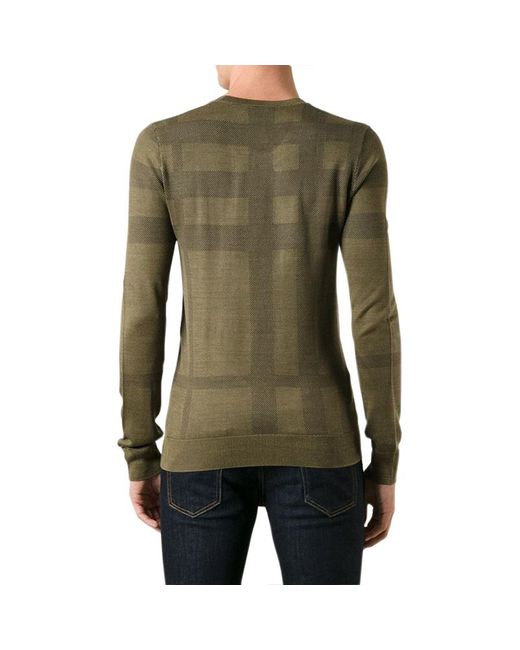 Burberry Green Checkered Detail Pullover for men