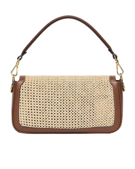 Fendi Metallic Baguette Macramé-Detail Shoulder Bag