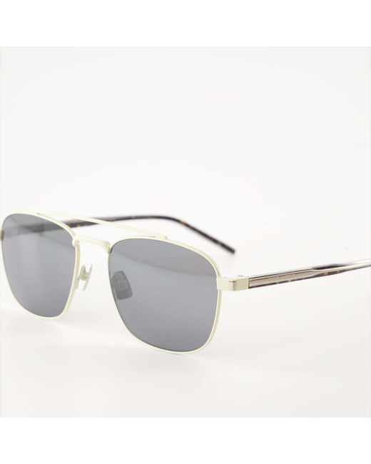 Saint Laurent White Eyewear Aviator Sunglasses for men
