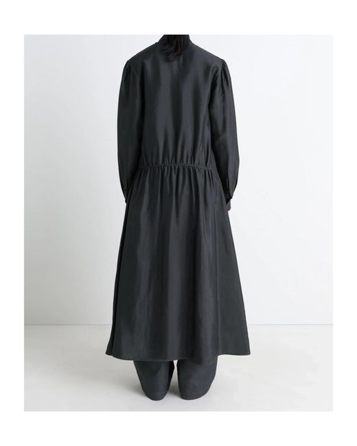 Lemaire Black Long Sleeve Gathered Maxi Dress