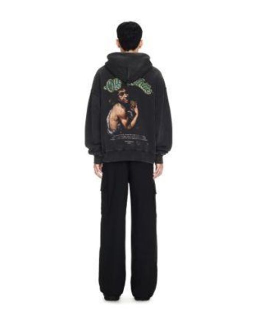 Off-White c/o Virgil Abloh Black Graphic Printed Drawstring Hoodie for men