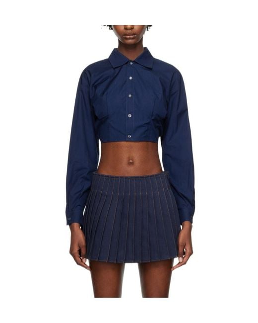 AMI Blue Long-Sleeved Short-Style Shirt