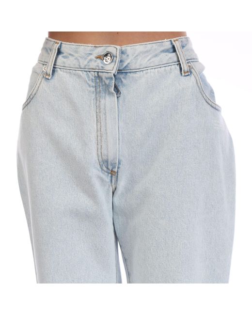 Off-White c/o Virgil Abloh Blue Corporate Cropped Flare Jeans