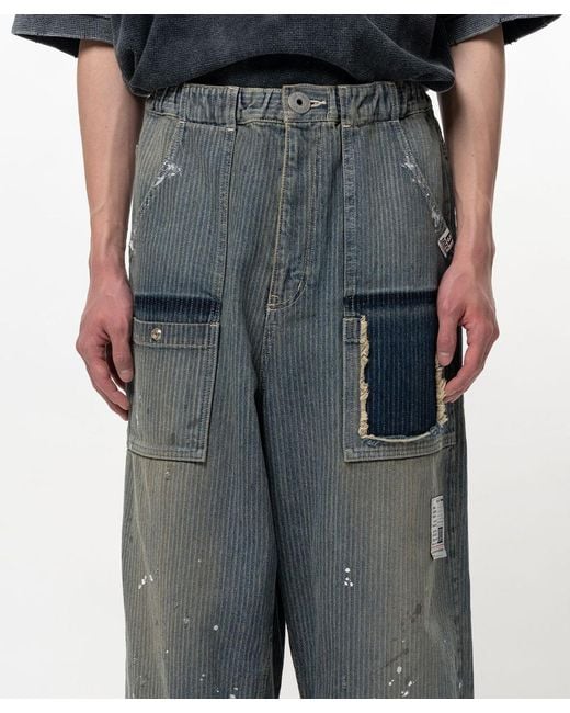 Maison Mihara Yasuhiro Gray Distressed Wide Leg Jeans for men