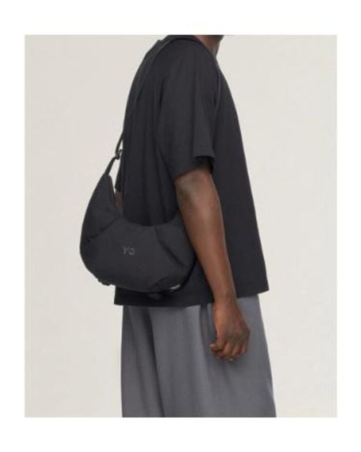 Y-3 Black Crescen Hobo Shoulder Bag