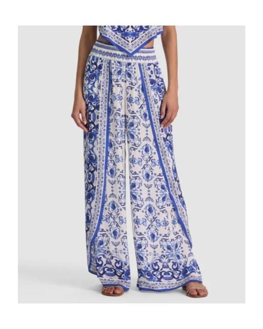 Alice + Olivia Blue Larissa Open Pleat Pant