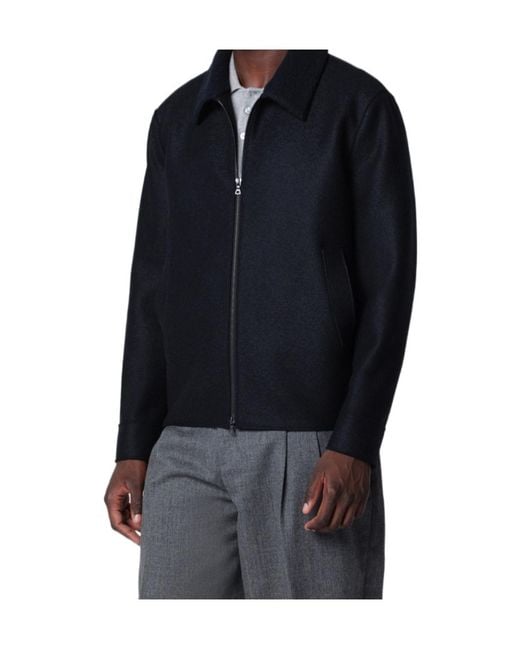 Harris Wharf London Blue Wool Zip-Up Jacket for men