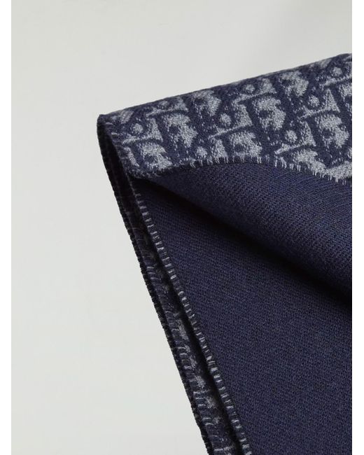 Dior Blue Oblique Double-Faced Scarf for men