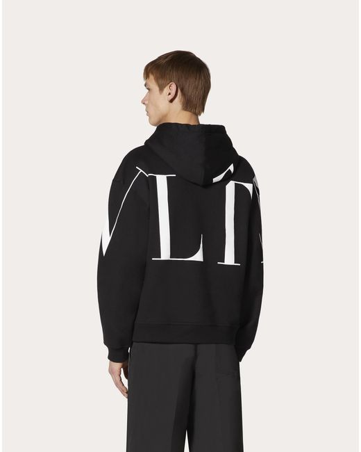 Valentino Black Rear Logo-Print Hoodie for men