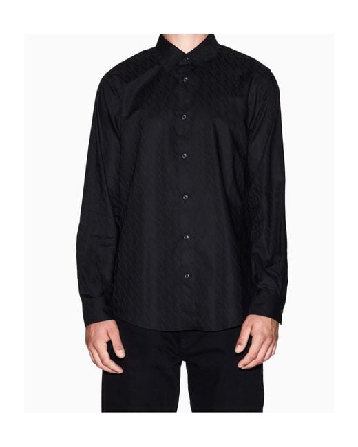 ARMANI EXCHANGE Blue Patterned Buttoned Shirt for men