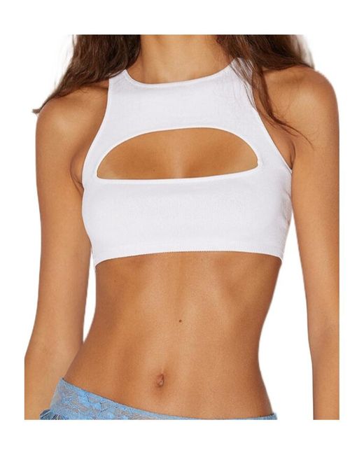 DSquared² Brown Cut-Out Crewneck Sleeveless Cropped Top
