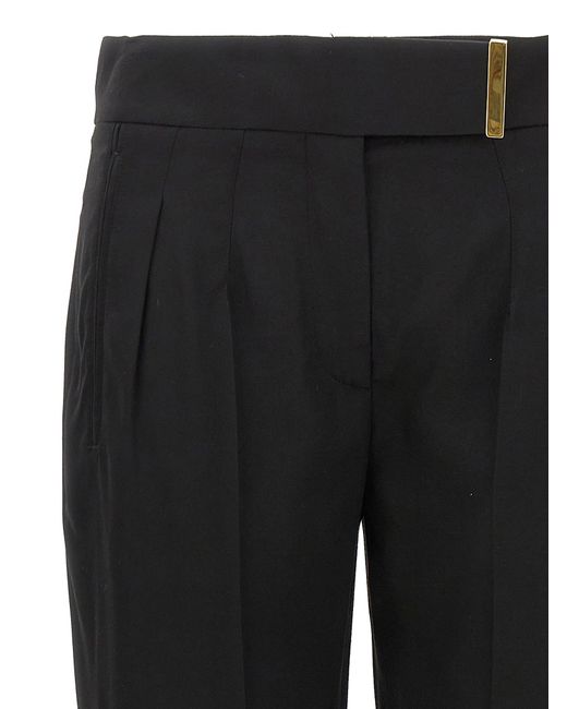Tom Ford Black Metal Bar Detailed Straight-Leg Pants
