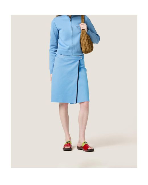 Miu Miu Blue Technical Yarn Skirt