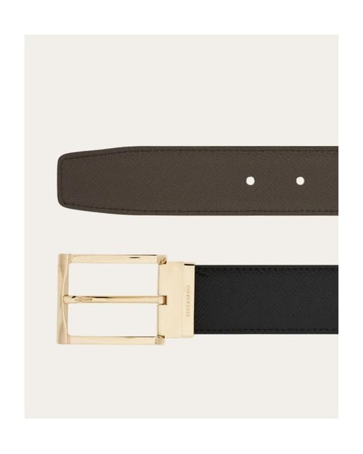 Ferragamo White Gancini Reversible Leather Belt for men
