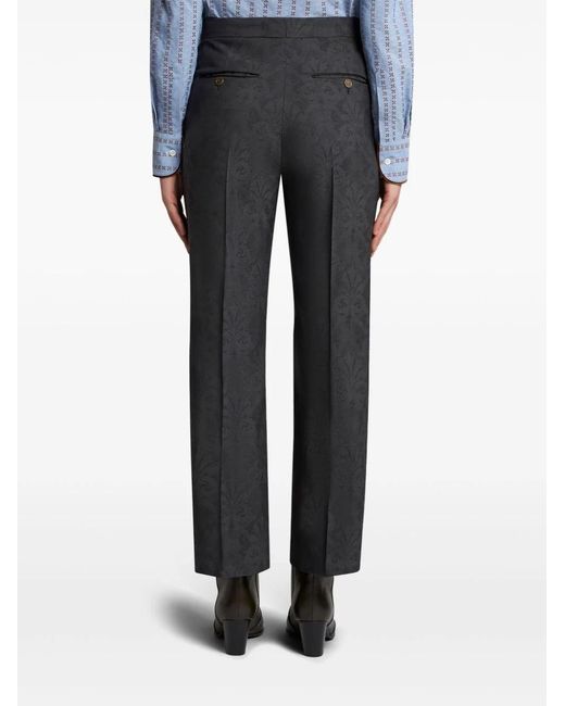 Etro Blue Straight Leg Twill Trousers