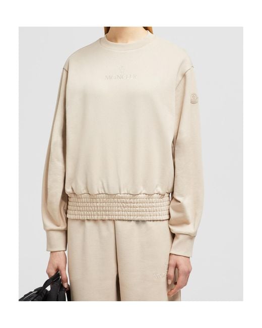 Moncler Natural Logo Embroidered Crewneck Sweatshirt