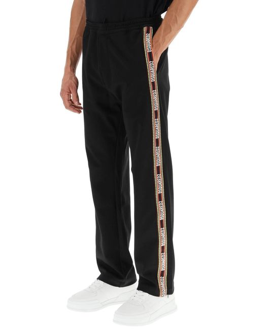 DSquared² Black Logo-Tape Elasticated Waist Track Pants for men