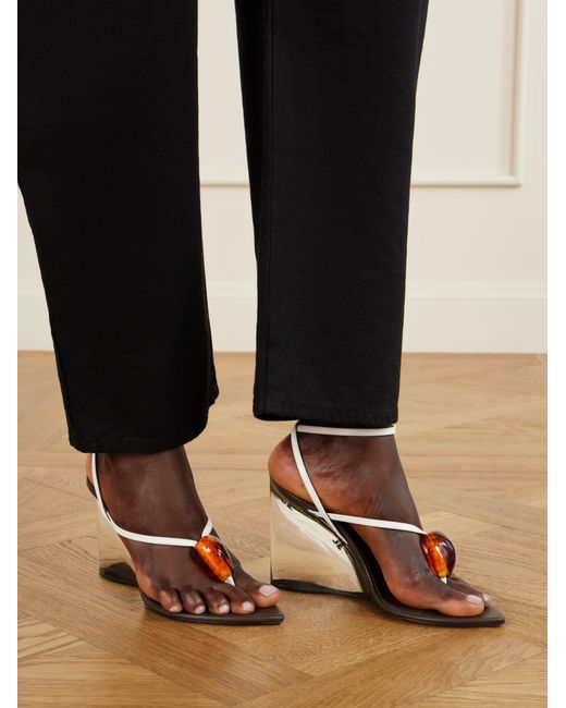 Alaïa White Invisible 90 Embellished High-Heeled Sandals