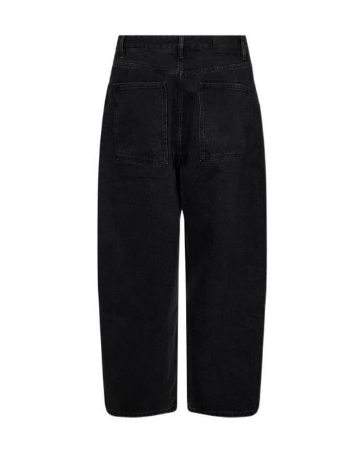 Studio Nicholson Black Logo Patch Cropped Wide-Leg Jeans for men