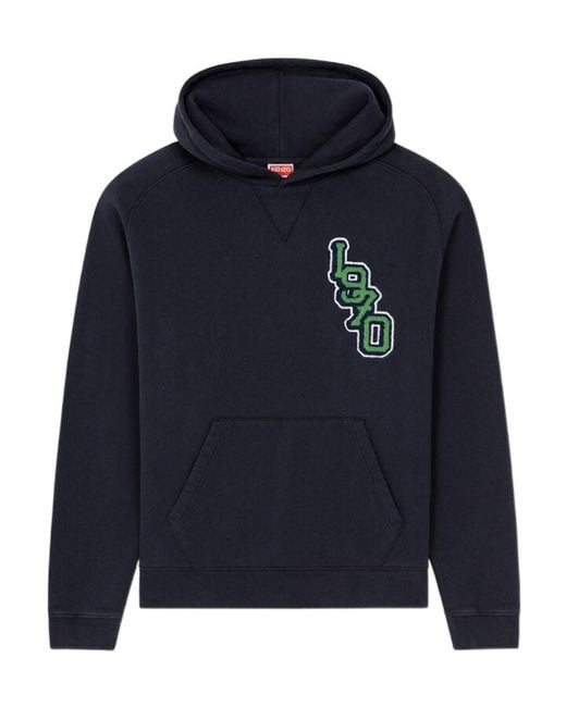 KENZO Blue Logo Tiger Patch Hoodie for men