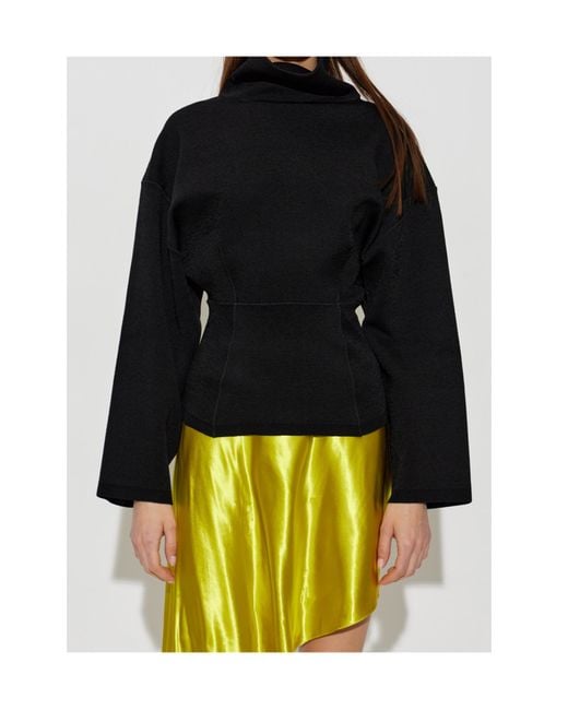 Alaïa Black Alaïa Roll-Neck Drop Shoulder Jumper