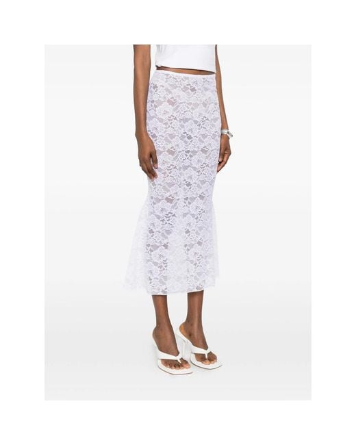 Oseree White Floral-Patterned Skirt