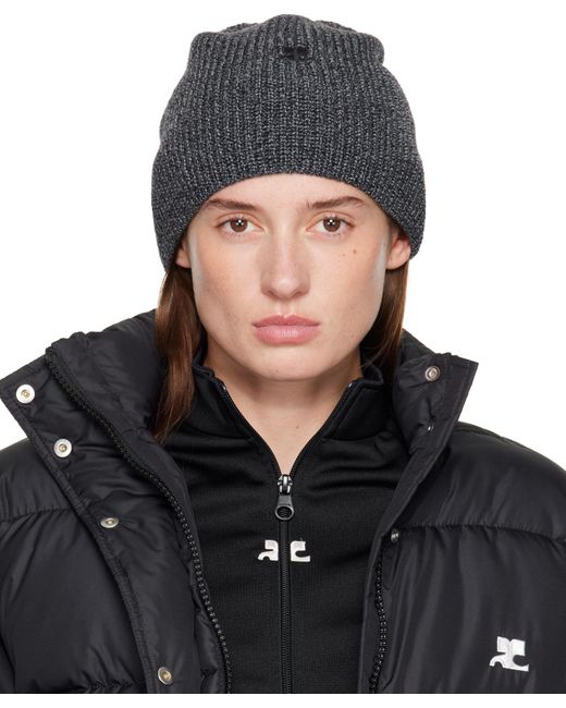 Courreges Blue Ribbed-Knit Beanie for men