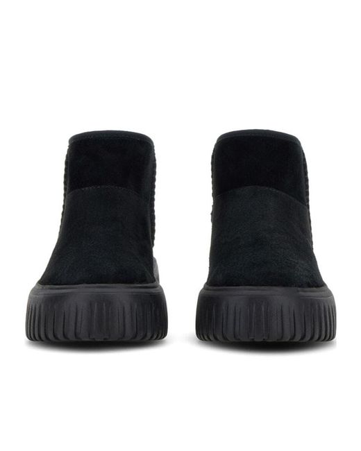 Hogan Black Logo-Patch Slip-On Boots