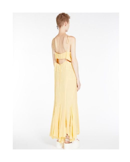 Sportmax Metallic V-Neck Gathered Maxi Dress