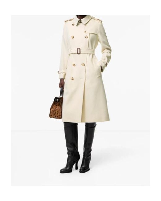 Burberry Natural Long Cashmere Kensington Trench Coat