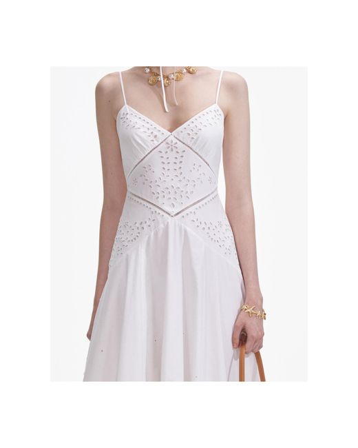 Self-Portrait White Embroidered Maxi Dress