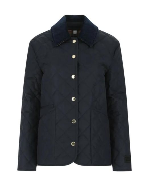 Burberry Blue Diamond Quilted Buttoned Jacket