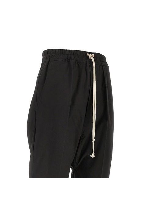 Rick Owens Black Drawstring High Waist Pants for men