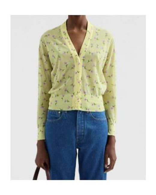Jil Sander Green Floral V-Neck Cardigan