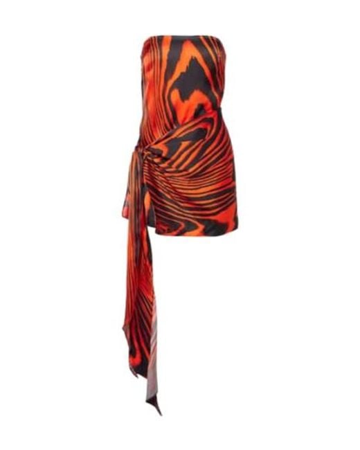 David Koma Zebra-Print Gathered Bustier Dress