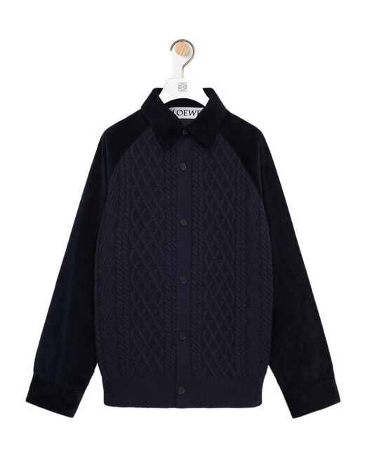 Loewe Blue Cable Knit Corduroy Jacket for men